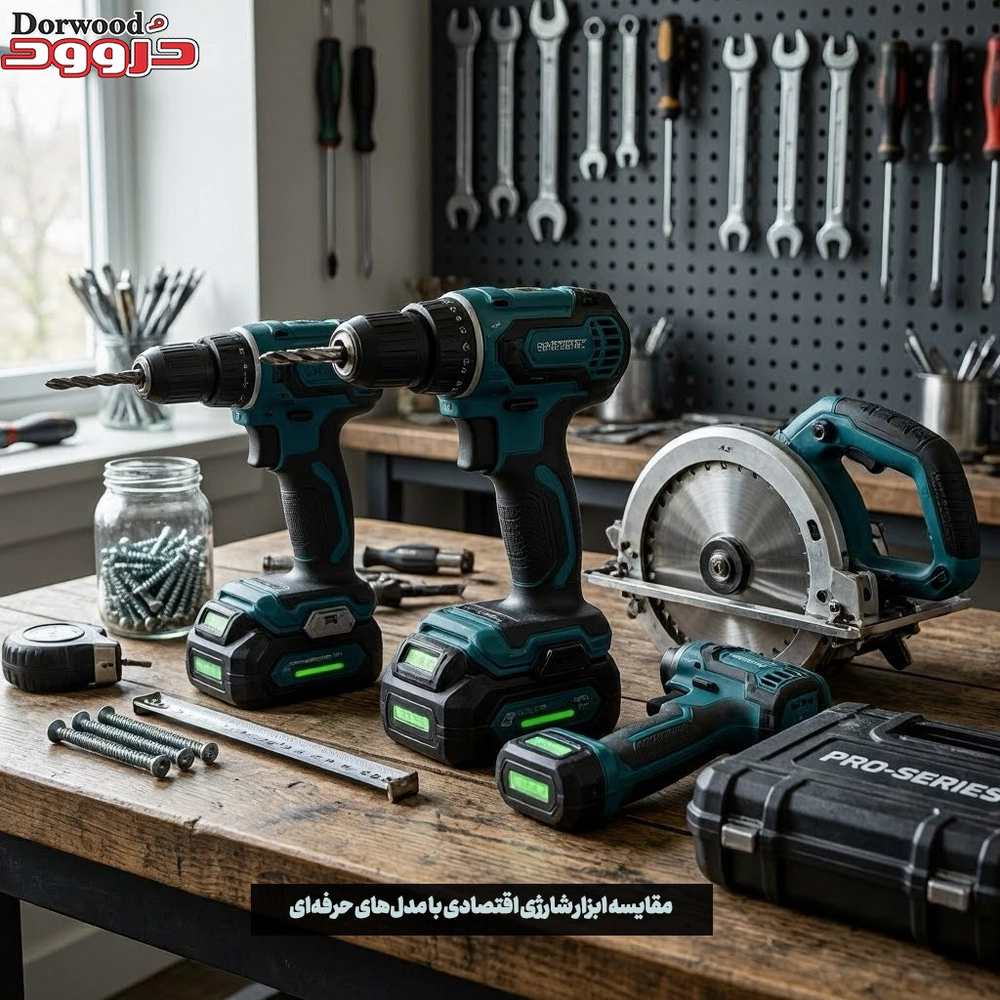 مقایسه ابزار شارژی اقتصادی با مدل‌های حرفه‌ای